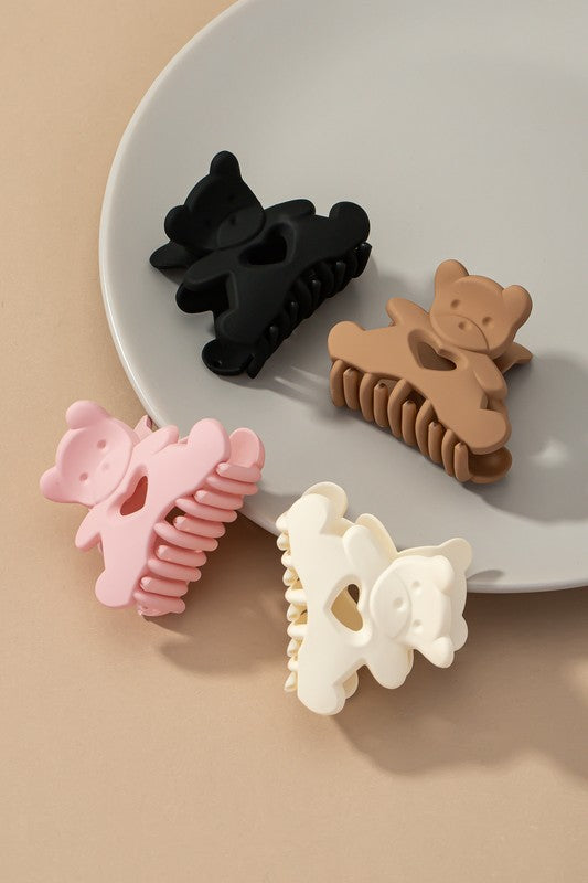 Matte Teddy Bear Hair Claw Clip