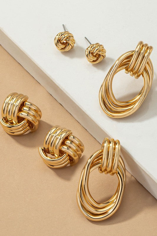 Premium Trio Knot Hoop Earrings