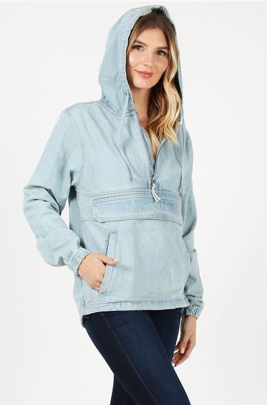 Denim Pullover Jacket Hoodie