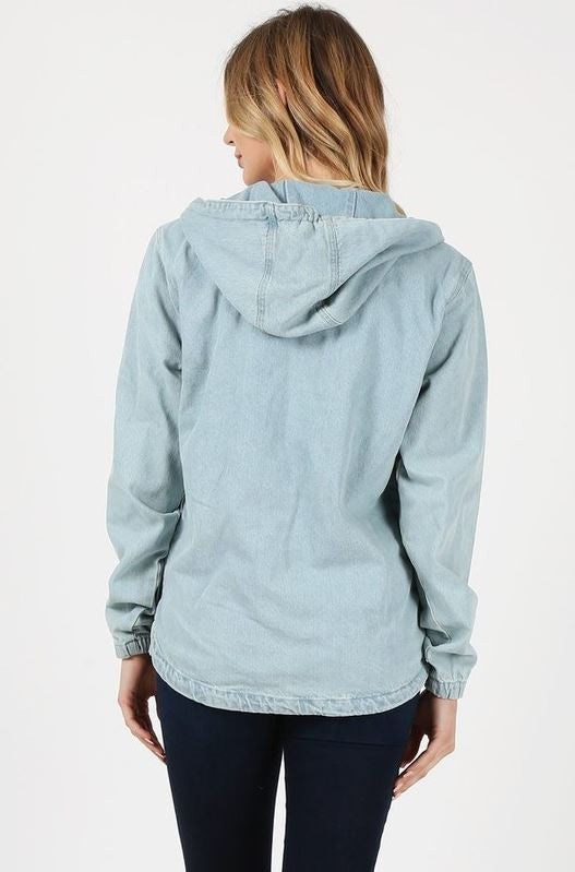 Denim Pullover Jacket Hoodie