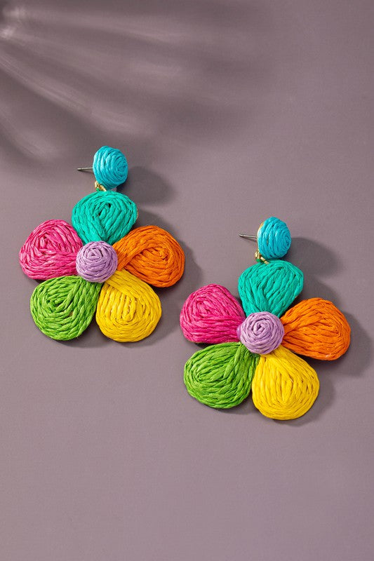 Raffia Flower Drop Earrings