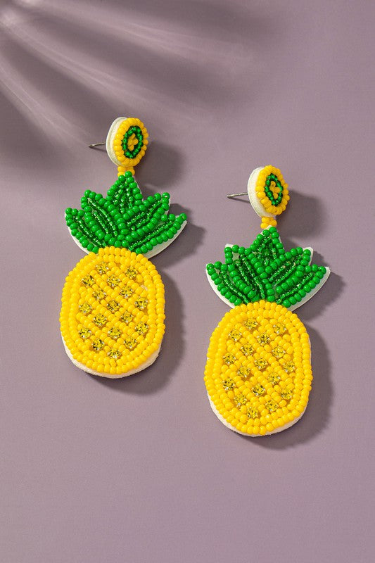 Pineapple Bead Teardrop Earrings