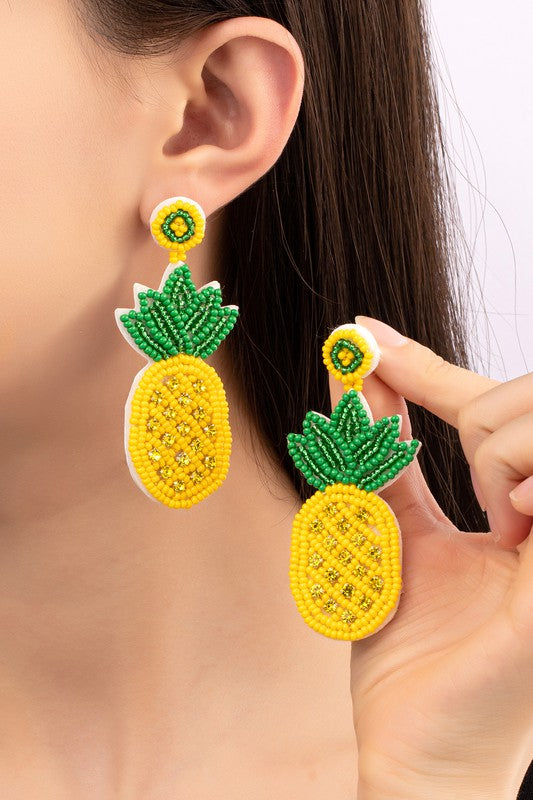 Pineapple Bead Teardrop Earrings