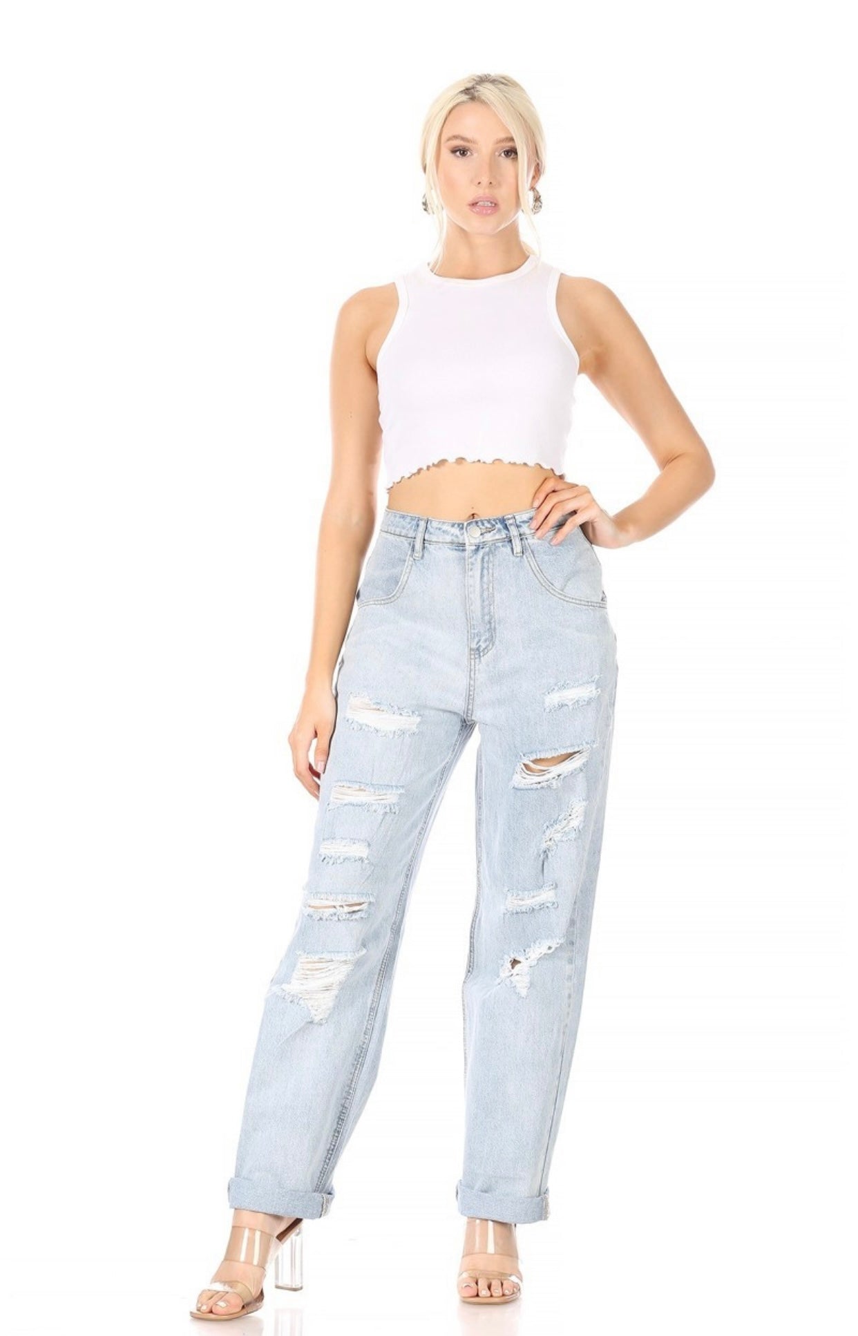 Indie High Waisted Boyfriend Jeans