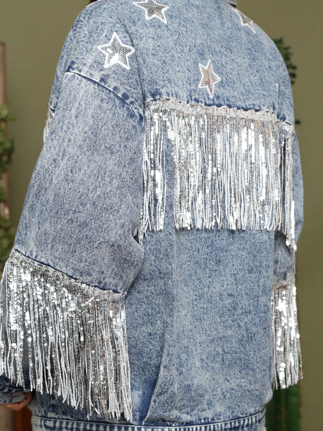 Taylor Style Fringe  Denim Jacket