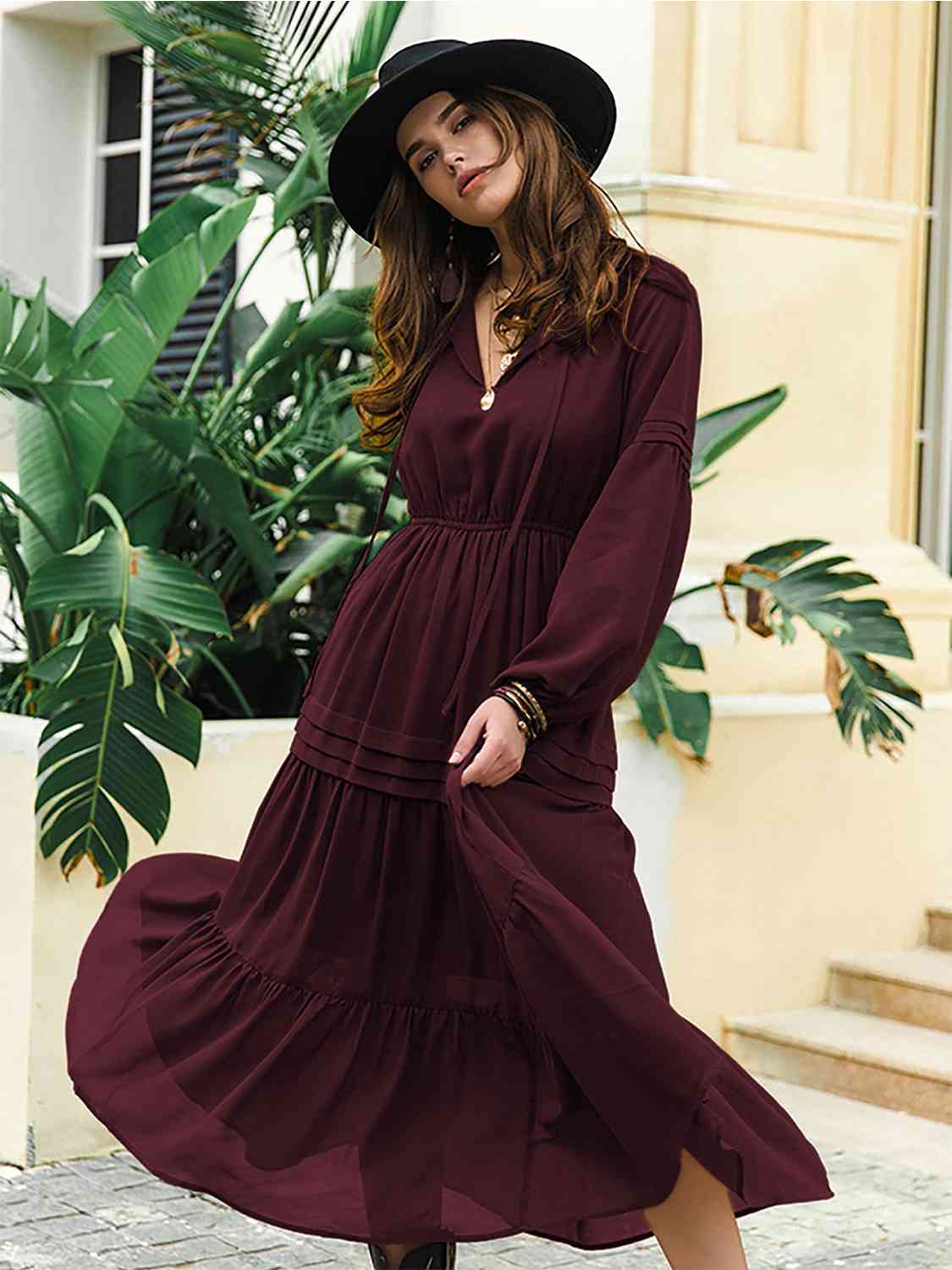 Peace Flow Midi Tiered Dress