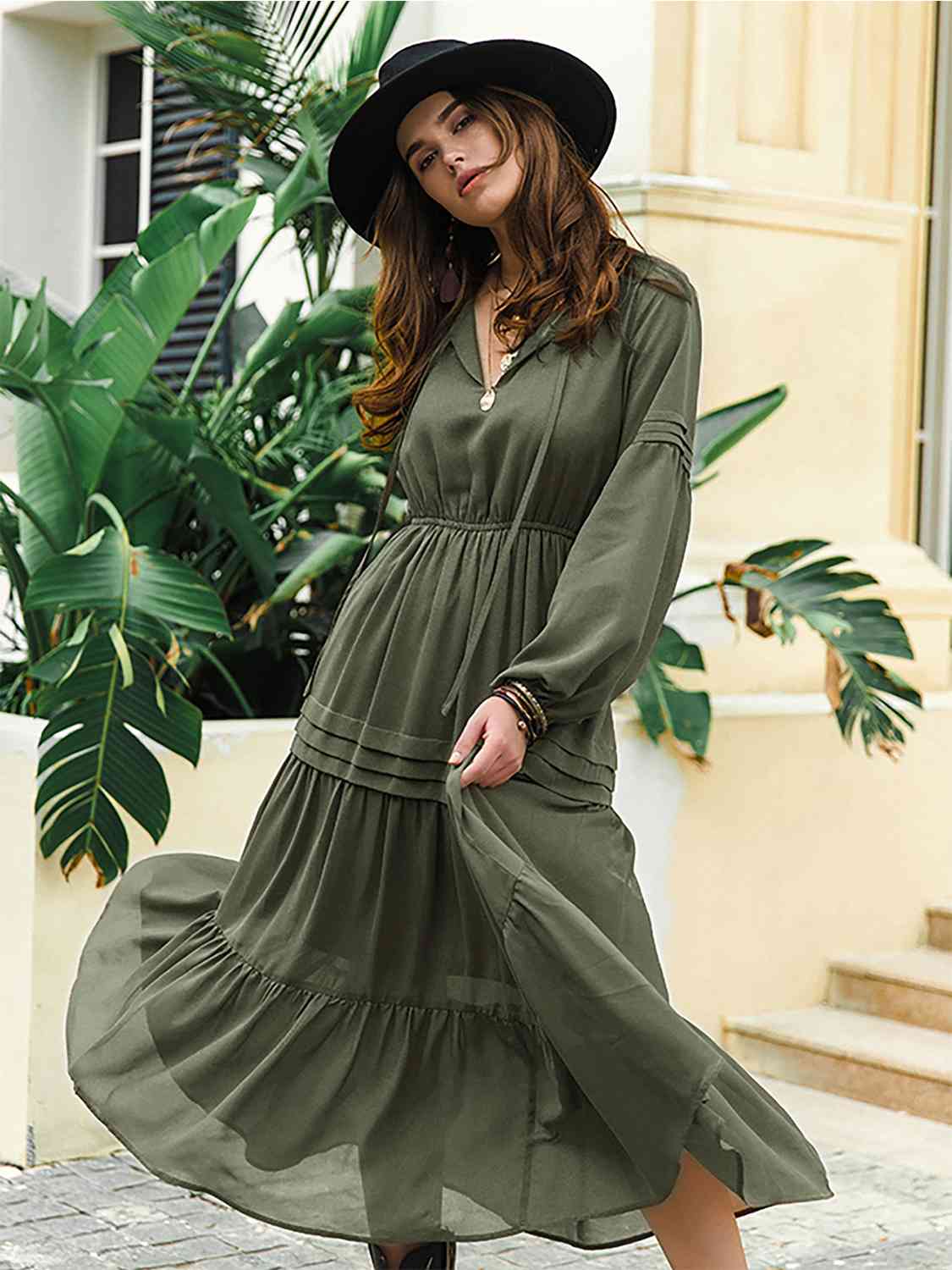 Peace Flow Midi Tiered Dress