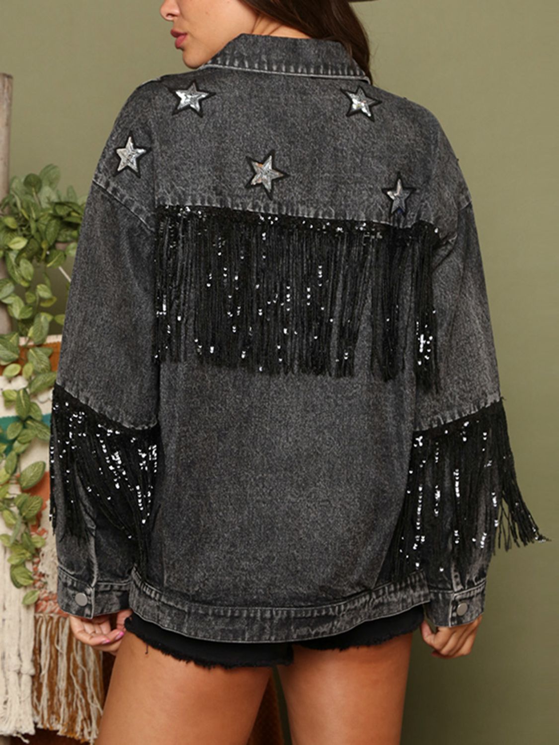 Taylor Style Fringe  Denim Jacket