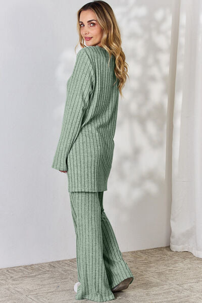 Basic Ribbed Pant Set