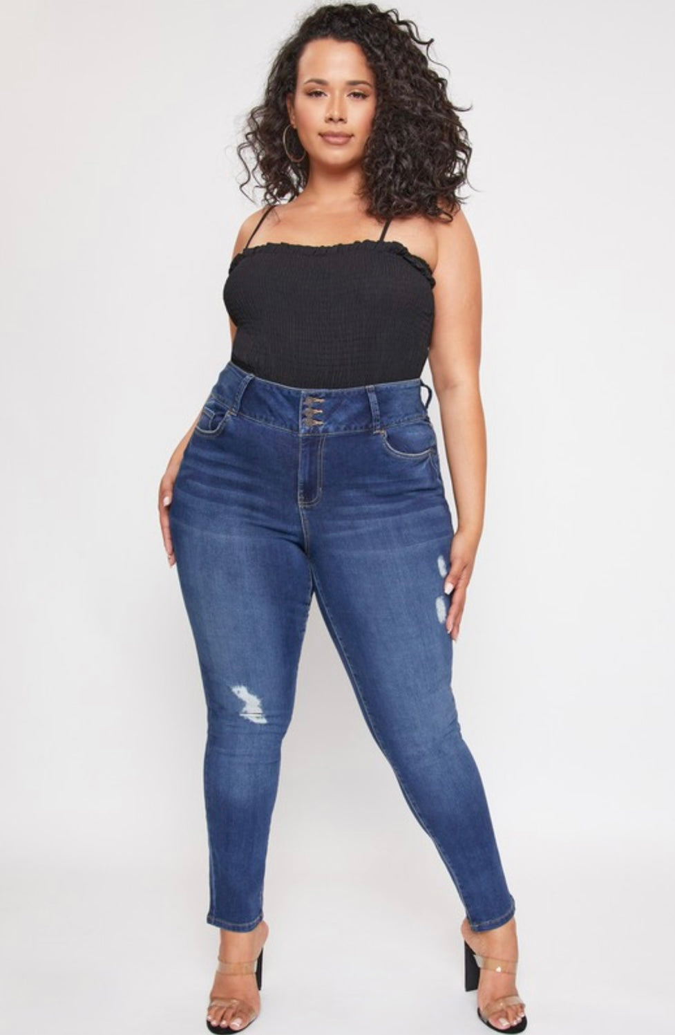 YMI Plus Size Dark High Rise Skinny