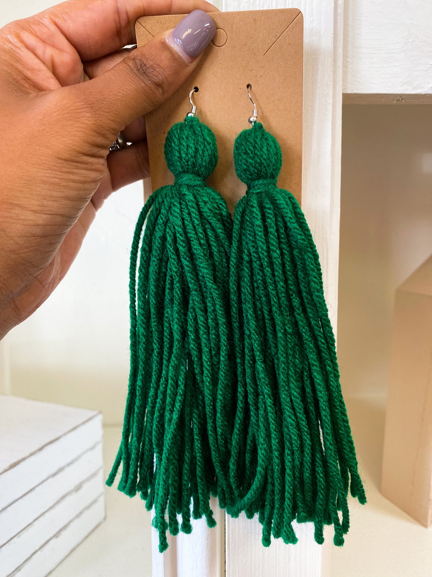 Boho Yarn Tassel Earrings (L)